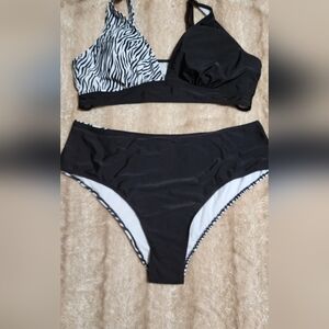 SHEIN Black and White Zebra Bikini Set